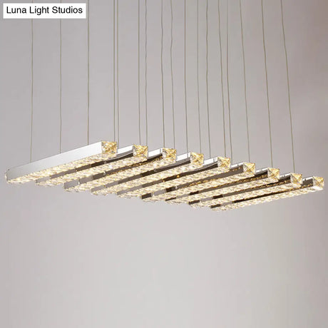 Minimalist Crystal Dining Room Chandelier Pendant Light - Stainless-Steel Led Hanging Fixture