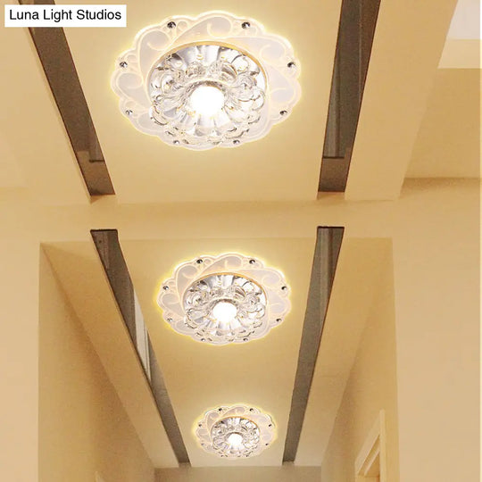 Minimalist Crystal Entryway Led Flush Mount – Blossom Lighting In Clear / Warm