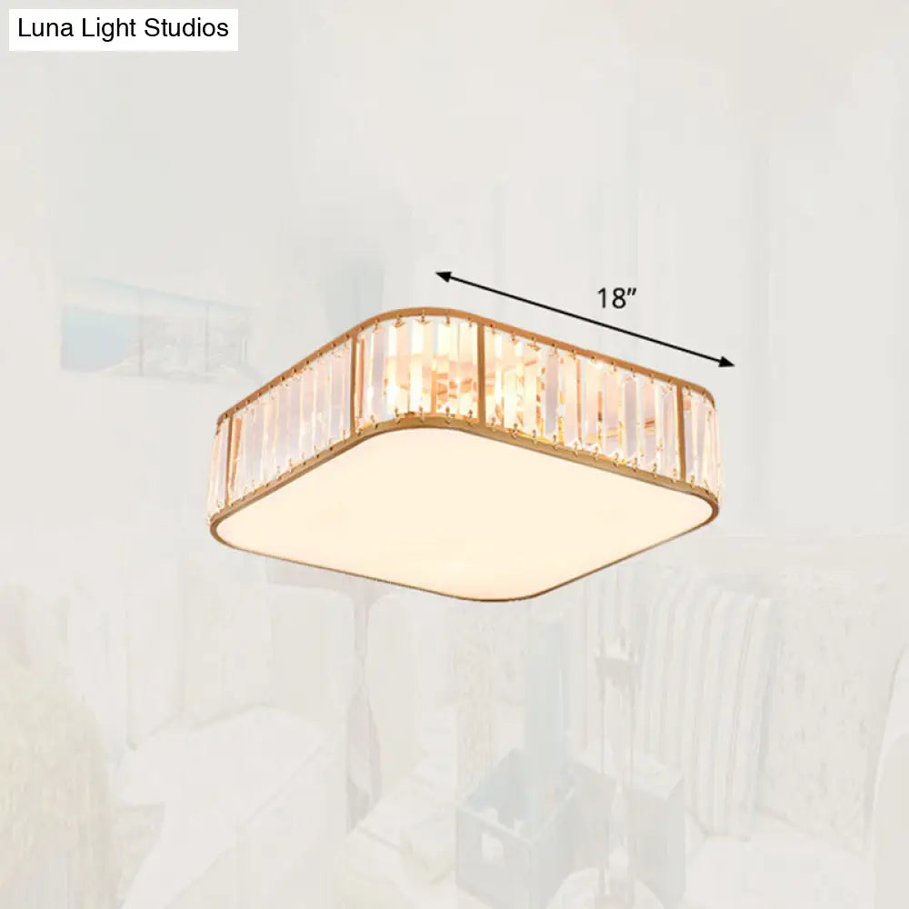 Minimalist Crystal Flush Mount Ceiling Light For Bedroom Gold / 18