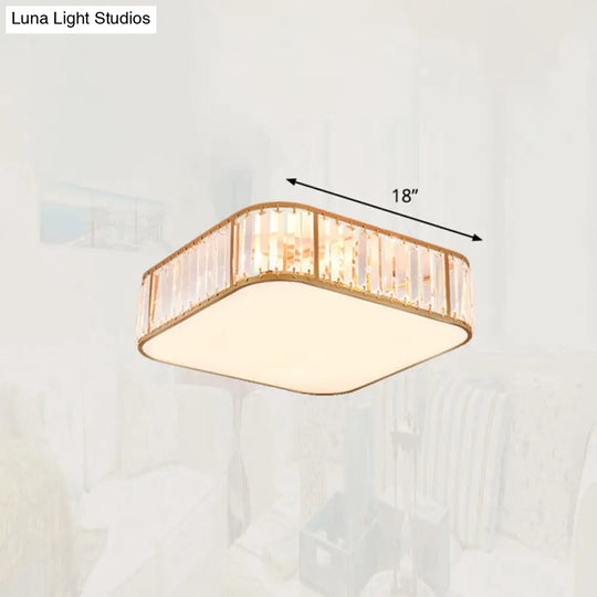 Minimalist Crystal Flush Mount Ceiling Light For Bedroom Gold / 18