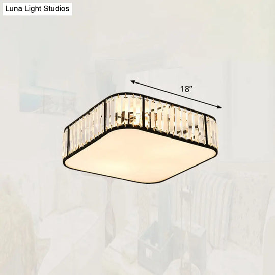 Minimalist Crystal Flush Mount Ceiling Light For Bedroom Black / 18