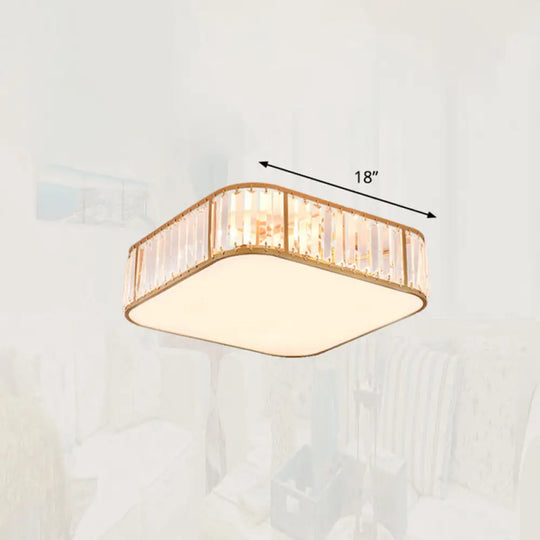 Minimalist Crystal Flush Mount Ceiling Light For Bedroom Gold / 18’