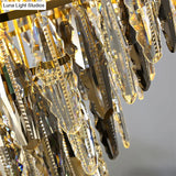 Minimalist Crystal Leaf Pendant Light - Elegant Chandelier For Bedroom