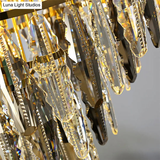 Crystal Leaf Pendant Light: Minimalist Chandelier For Bedroom Decor