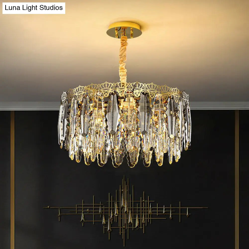 Crystal Leaf Pendant Light: Minimalist Chandelier For Bedroom Decor 8 / Clear