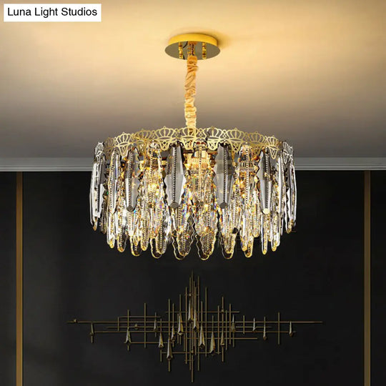 Crystal Leaf Pendant Light: Minimalist Chandelier For Bedroom Decor 8 / Clear