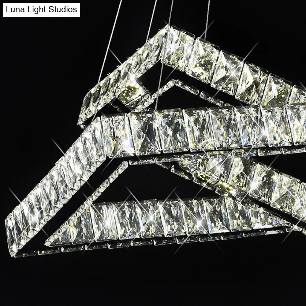 Minimalist Black Crystal Led Rectangle Chandelier For Dining Room Pendant Lighting