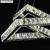 Minimalist Crystal Led Black Rectangle Chandelier Pendant Light For Dining Room