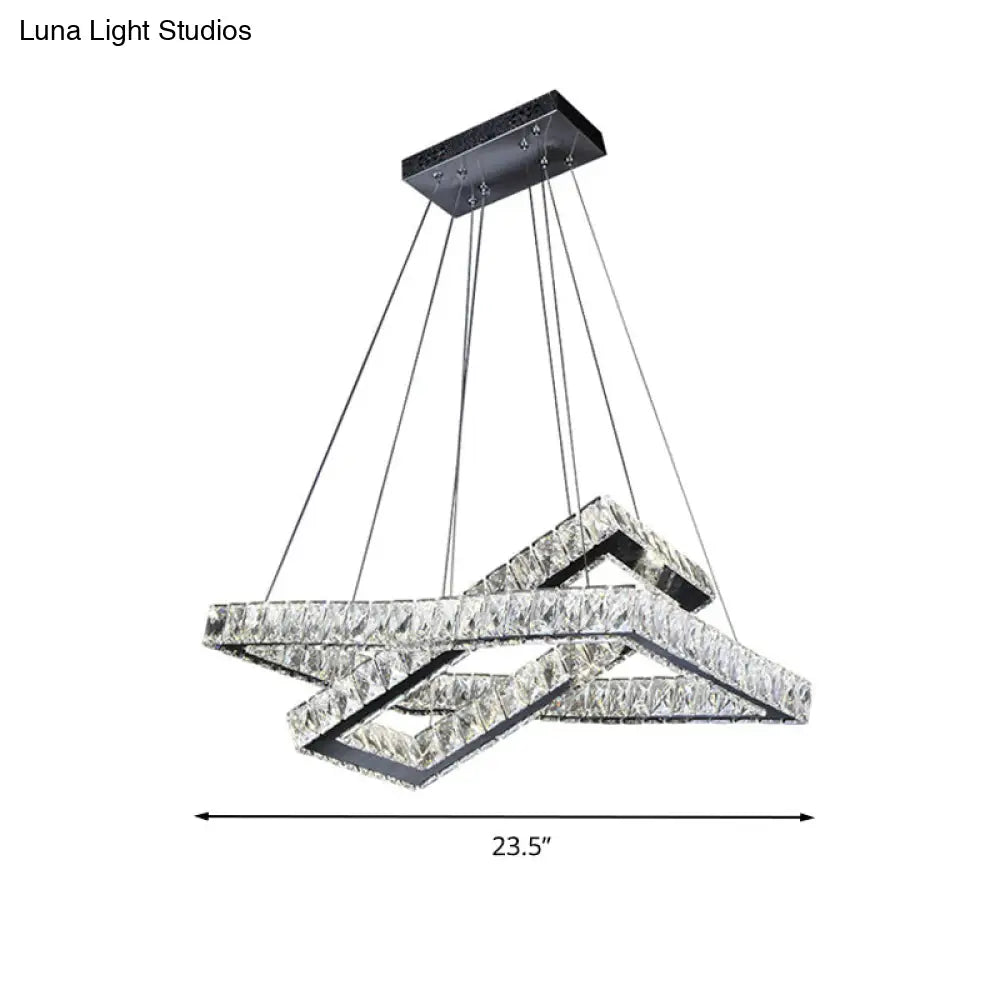 Minimalist Black Crystal Led Rectangle Chandelier For Dining Room Pendant Lighting
