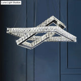 Minimalist Crystal Led Black Rectangle Chandelier Pendant Light For Dining Room