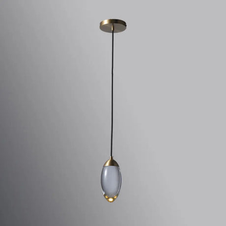 Minimalist Crystal Led Brass Ceiling Pendant - Oval Mini Suspension Lighting For Bedroom