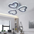 Minimalist Crystal Led Ceiling Light For Bedroom - Heart Shaped Semi Flush Stainless Steel Finish