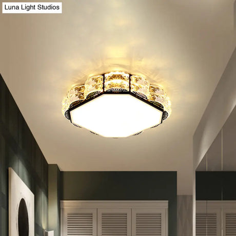 Minimalist Crystal Led Flush Lamp In Black/White