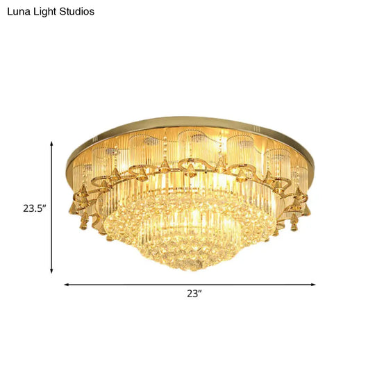 Minimalist Crystal Led Flushmount Ceiling Light In Gold