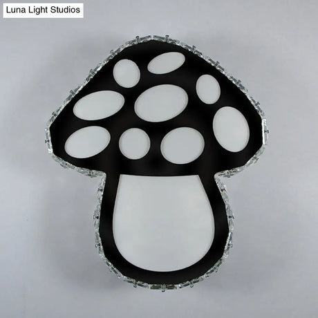 Minimalist Crystal Led Mushroom Wall Sconce In Black - Bedside Surface Mount Lighting 2 Color Light