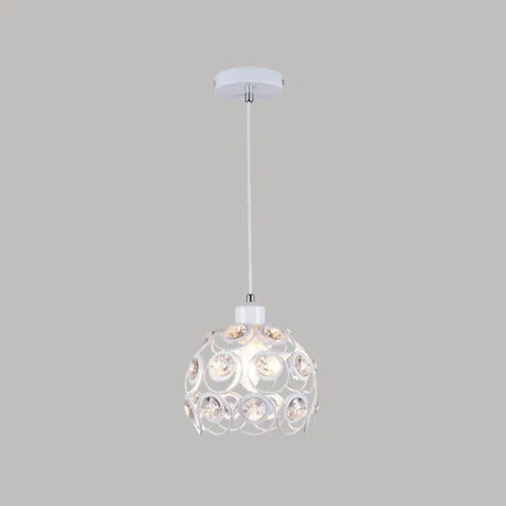 Minimalist Crystal Pendant Lamp With Hollowed-Out Dome Shape 1 / White 8’