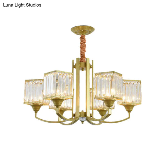 Minimalist Crystal Sputnik Chandelier Pendant Light - Gold Finish (3/6/8 Lights) For Living Room