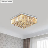 Minimalist Crystal Square Flush Mount Light - 5 - Head Chrome Ceiling Fixture