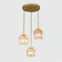 Minimalist Crystal Suspension Light For Staircase - Cylindrical Multiceiling Lamp 3 / Gold