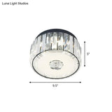 Minimalist Cylinder Crystal Led Ceiling Flush Light For Balcony – Clear Rectangle - Cut Design