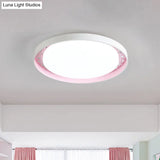 Minimalist Disc Ceiling Flush Led Lighting For Children’s Bedrooms - White/Green/Pink Colors