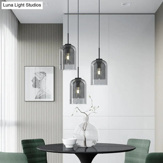 Minimalist Double Glasses Shade Pendant Light - Modern Ceiling For Aisles And Bedrooms
