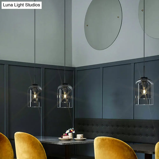 Minimalist Double Glasses Shade Pendant Light - Modern Ceiling For Aisles And Bedrooms