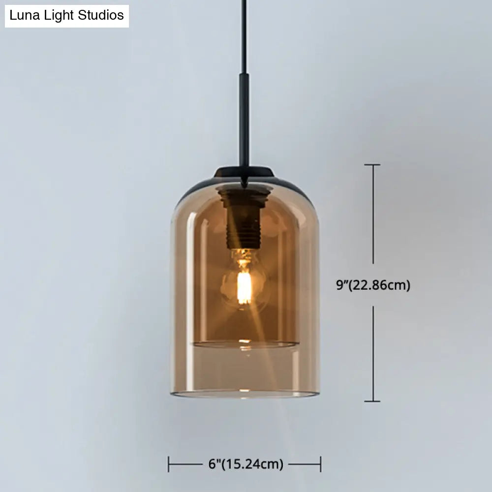 Minimalist Double Glasses Shade Pendant Light - Modern Ceiling For Aisles And Bedrooms