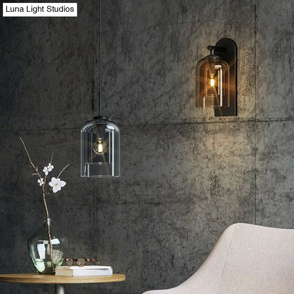 Minimalist Double Glasses Shade Pendant Light - Modern Ceiling For Aisles And Bedrooms