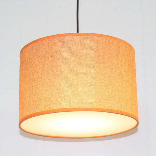 Minimalist Drum Suspension Single-Bulb Pendant Light Fixture Perfect For Restaurants Orange / 16