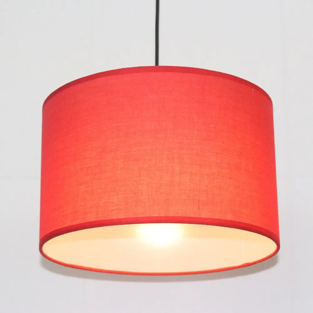 Minimalist Drum Suspension Single-Bulb Pendant Light Fixture Perfect For Restaurants Red / 16