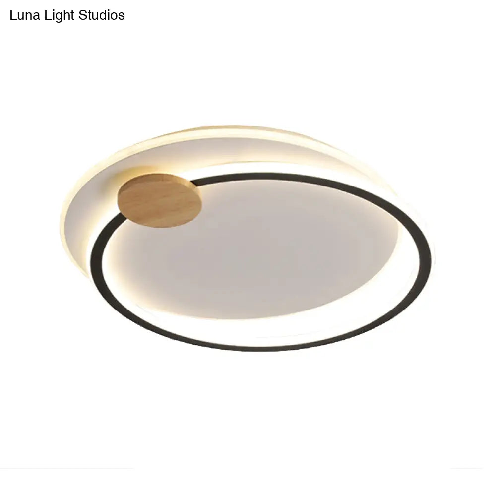 Minimalist Dual Circle Led Ceiling Light In Black/Grey For Warm/White Lighting - 16.5’/20.5’