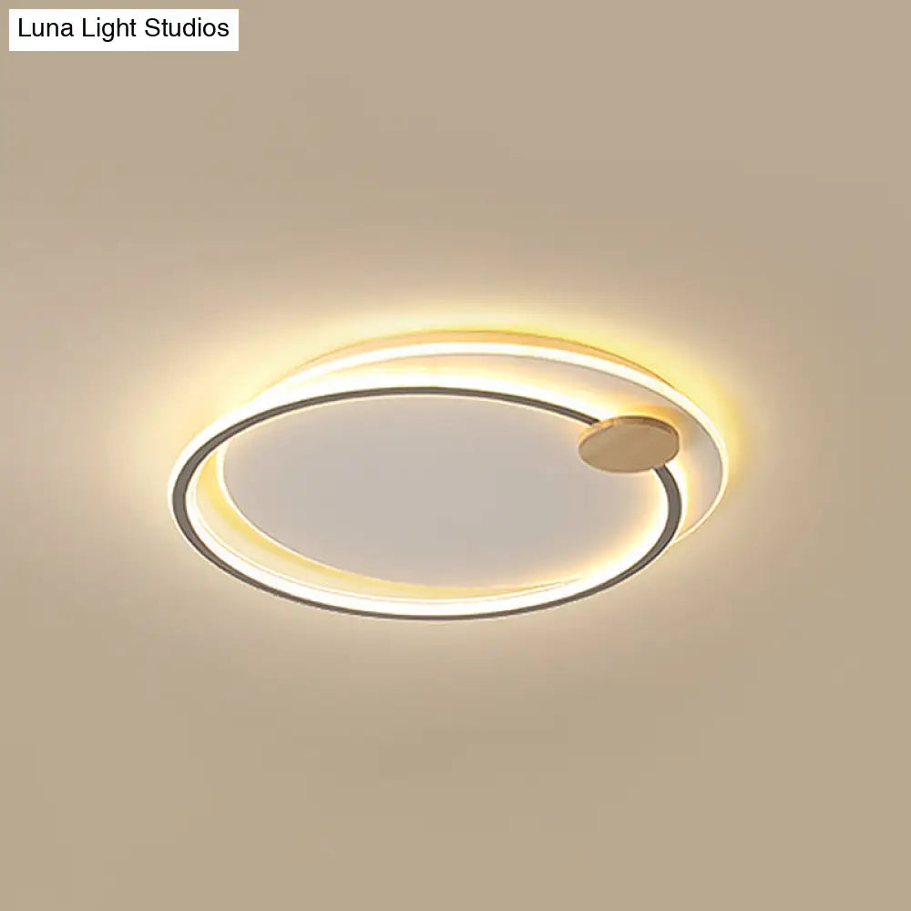 Minimalist Dual Circle Led Ceiling Light In Black/Grey For Warm/White Lighting - 16.5’/20.5’