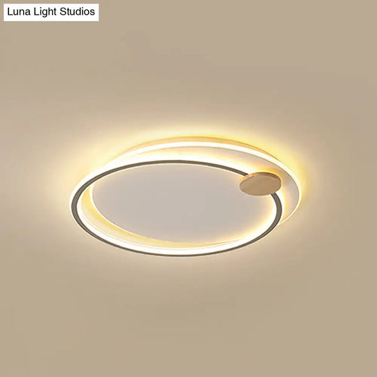 Minimalist Dual Circle Led Ceiling Light In Black/Grey For Warm/White Lighting - 16.5/20.5 Wide