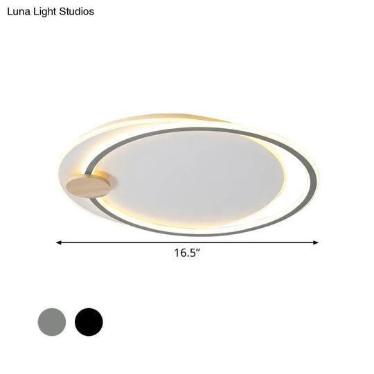 Minimalist Dual Circle Led Ceiling Light In Black/Grey For Warm/White Lighting - 16.5’/20.5’