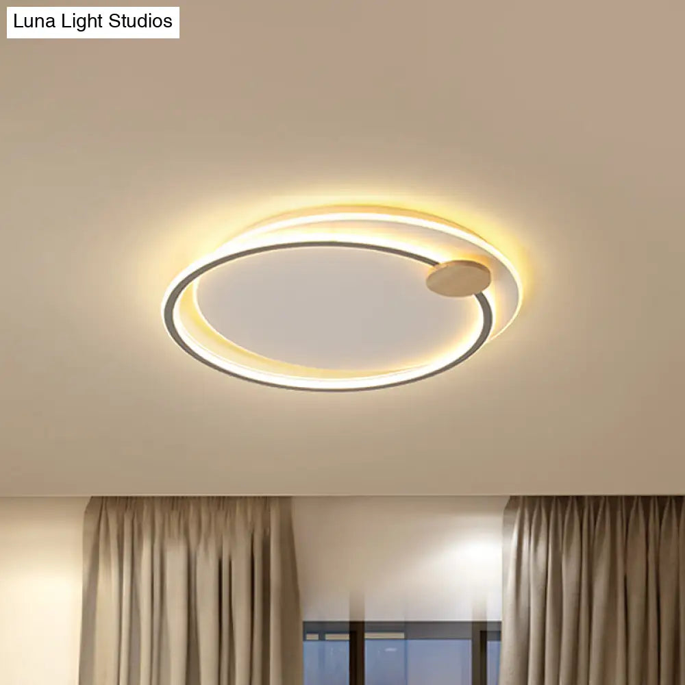 Minimalist Dual Circle Led Ceiling Light In Black/Grey For Warm/White Lighting - 16.5’/20.5’