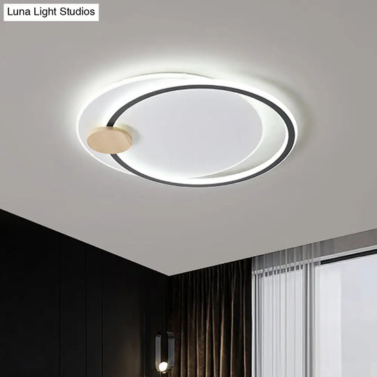 Minimalist Dual Circle Led Ceiling Light In Black/Grey For Warm/White Lighting - 16.5’/20.5’