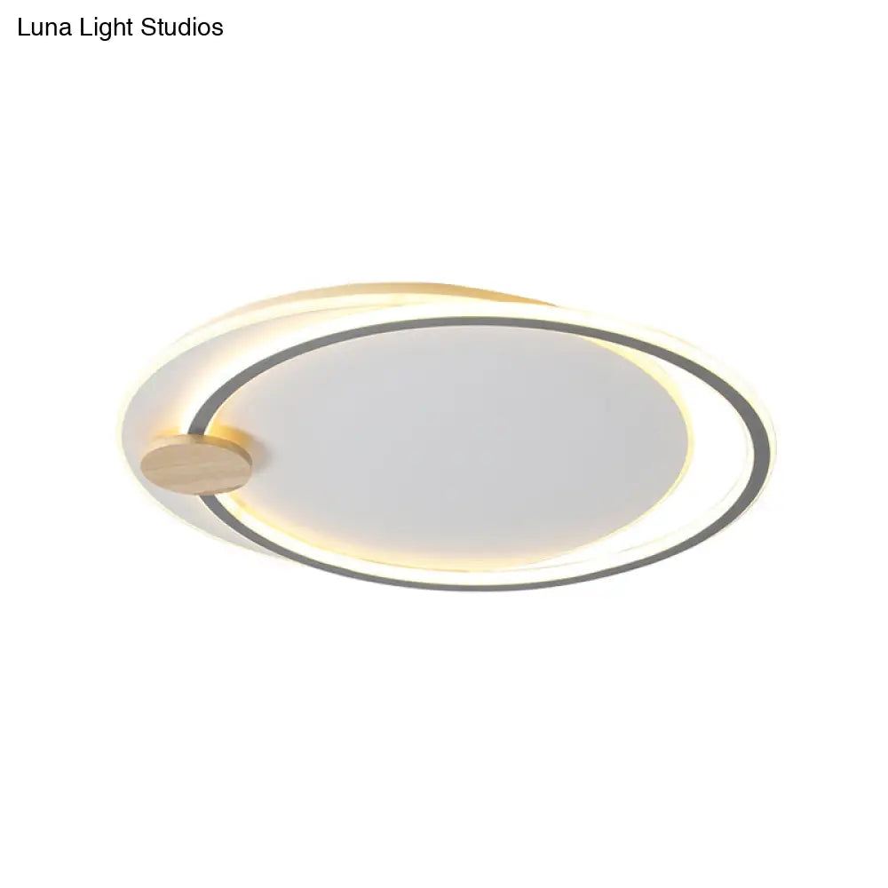 Minimalist Dual Circle Led Ceiling Light In Black/Grey For Warm/White Lighting - 16.5/20.5 Wide
