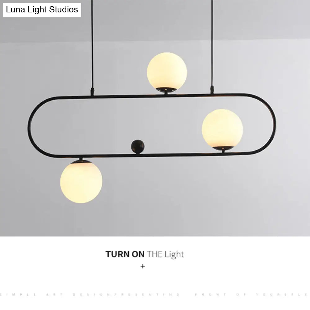 Minimalist Ellipse Pendant Light: Modern Glass Globe Ceiling Fixture For Living Room Island