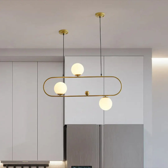 Minimalist Ellipse Pendant Light: Modern Glass Globe Ceiling Fixture For Living Room Island 3 / Gold