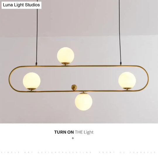 Minimalist Ellipse Pendant Light: Modern Glass Globe Ceiling Fixture For Living Room Island