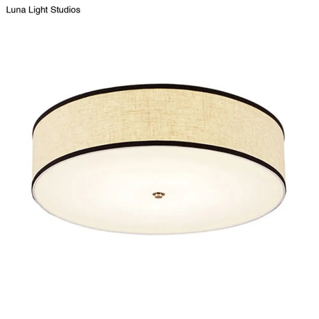 Minimalist Fabric Drum Ceiling Mounted Light - Led White Flush Mount Lamp (16’/19.5’/23.5’ Dia)