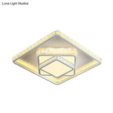 Minimalist Faceted Crystal White Ceiling Light Fixture - Led Flush Mount 19.5’/23.5’ W