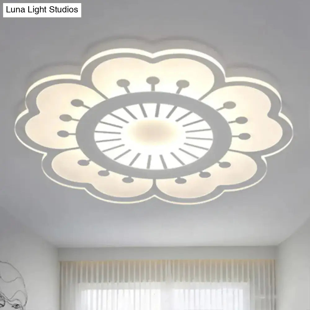 Minimalist Flush Mount Led Ceiling Lamp In White With Ultrathin Design & Acrylic Finish