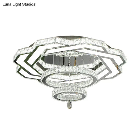 Minimalist Flush Mount Led Crystal Ring Light For Living Room Ceiling