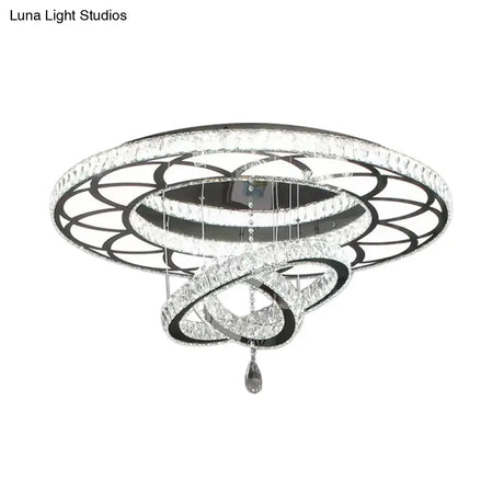Minimalist Flush Mount Led Crystal Ring Light For Living Room Ceiling