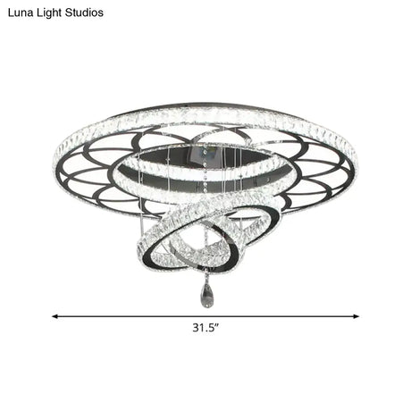 Minimalist Flush Mount Led Crystal Ring Light For Living Room Ceiling