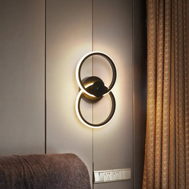 Minimalist Flush Mount Wall Sconce: Ring Acrylic Led Light In Warm/White Black / Warm