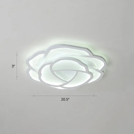 Minimalist Flushmount Led Ceiling Light For Bedroom - White Rose Acrylic Surface Mount / 20.5’