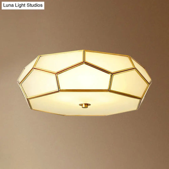 Minimalist Football Design Ceiling Light With Brass Finish – Flush Mount Glass Fixture